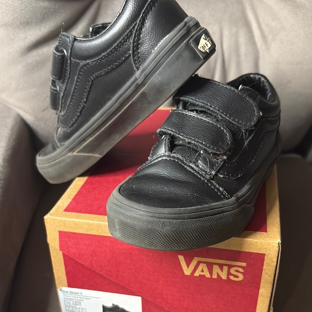 Vans Black Velcro Strap Sneakers Canvas Suede